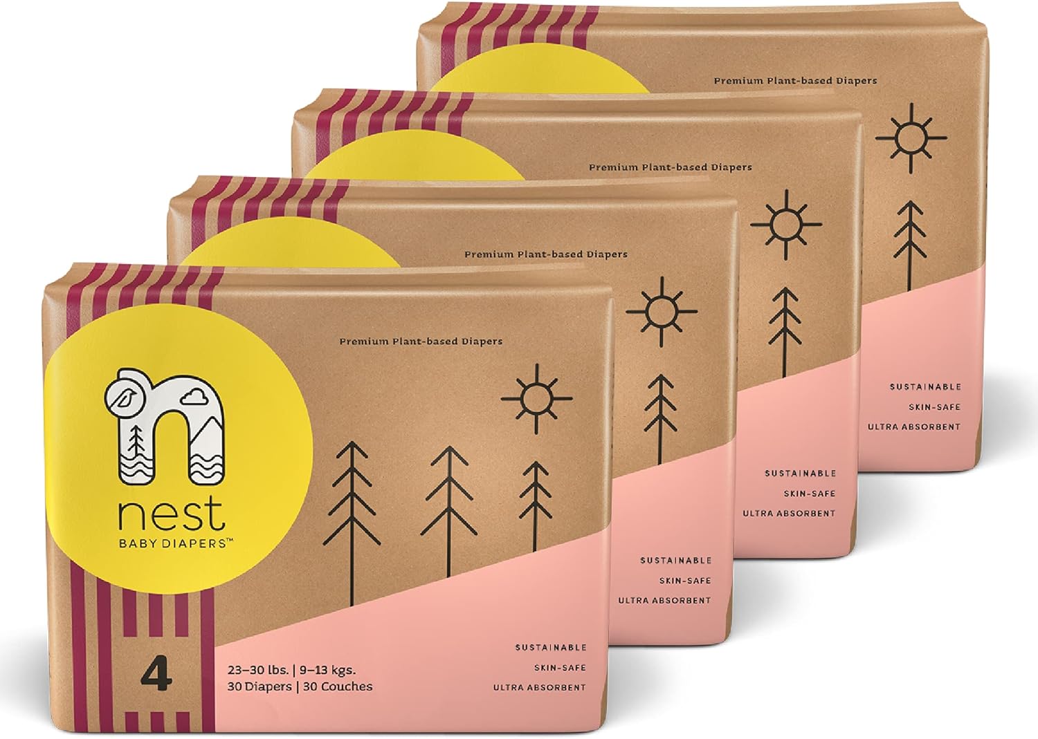 251027144643817_1 Nest Baby Diapers, Size 1, 7-13 lbs. (28 Count) Disposable Premium Diapers for Newborn Babies, Gentle Plant-Based Materials, Fragrance-Free - Image 1